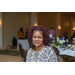 A woman having a good time at the banquet